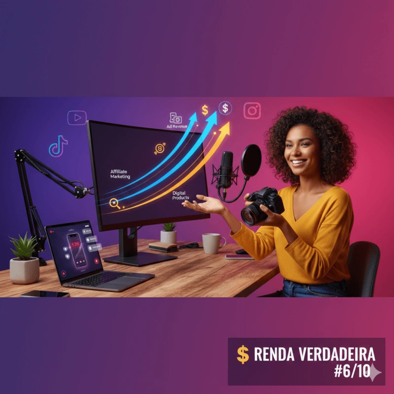 RENDA VERDADEIRA #6/10: Criador de Conteúdo - Ganhe R$ 10k-30k/mês Com YouTube, TikTok e Monetização Múltipla